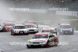 23.10.2005 Hockenheim, Germany,  Start of the race, with Bernd Schneider (GER), Vodafone AMG-Mercedes, AMG-Mercedes C-Klasse, leading - DTM 2005 at Hockenheimring (Deutsche Tourenwagen Masters)