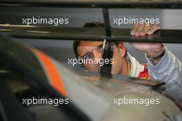 01.10.2005 Istanbul, Turkey, Christian Abt (GER), Audi Sport Team Joest Racing, Portrait, checking the rear wing - DTM 2005 at Istanbul Otodromo Speed Park (Deutsche Tourenwagen Masters)