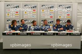 15.07.2005 Nürnberg, Germany,  Press conference, from left to right: Alain Prost (FRA), Johnny Cecotto (VEN), Jody Scheckter (RSA), Mick Doohan (AUS), Nigel Mansell (GBR) and Emerson Fittipaldi (BRA) - DTM 2005 Race of the Legends at Norisring (Deutsche Tourenwagen Masters)