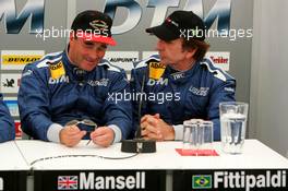 15.07.2005 Nürnberg, Germany,  Press conference, Nigel Mansell (GBR) and Emerson Fittipaldi (BRA), talking about the old days in CART - DTM 2005 Race of the Legends at Norisring (Deutsche Tourenwagen Masters)