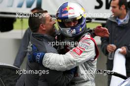 07.08.2005 Nürburg, Germany,  Mattias Ekström (SWE), Audi Sport Team Abt Sportsline, Portrait, congratulated by the Abt team manager - DTM 2005 at Nürburgring (Deutsche Tourenwagen Masters)