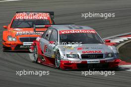 07.08.2005 Nürburg, Germany,  Frank Stippler (GER), Audi Sport Team Joest, Audi A4 DTM, leads Alexandros Margaritis (GRC), Mücke Motorsport, AMG-Mercedes C-Klasse - DTM 2005 at Nürburgring (Deutsche Tourenwagen Masters)