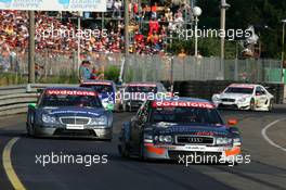 17.07.2005 Nürnberg, Germany,  Christian Abt (GER), Audi Sport Team Joest Racing, Audi A4 DTM, leads Gary Paffett (GBR), DaimlerChrysler Bank AMG-Mercedes, AMG-Mercedes C-Klasse and Mattias Ekström (SWE), Audi Sport Team Abt Sportsline, Audi A4 DTM - DTM 2005 at Norisring (Deutsche Tourenwagen Masters)