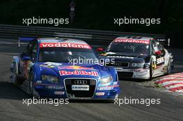 17.07.2005 Nürnberg, Germany,  Martin Tomczyk (GER), Audi Sport Team Abt Sportsline, Audi A4 DTM, leads Rinaldo Capello (ITA), Audi Sport Team Joest, Audi A4 DTM - DTM 2005 at Norisring (Deutsche Tourenwagen Masters)