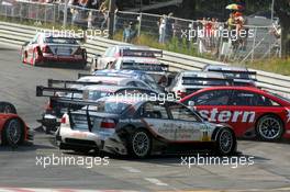 17.07.2005 Nürnberg, Germany,  Accident at the first corner between Heinz-Harald Frentzen (GER), Opel Performance Center, Opel Vectra GTS V8 and Allan McNish (GBR), Audi Sport Team Abt, Audi A4 DTM - DTM 2005 at Norisring (Deutsche Tourenwagen Masters)