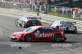 17.07.2005 Nürnberg, Germany,  Accident at the first corner between Heinz-Harald Frentzen (GER), Opel Performance Center, Opel Vectra GTS V8 and Allan McNish (GBR), Audi Sport Team Abt, Audi A4 DTM, causing Frentzen to stall - DTM 2005 at Norisring (Deutsche Tourenwagen Masters)