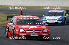 26.06.2005 Oschersleben, Germany,  Heinz-Harald Frentzen (GER), Opel Performance Center, Opel Vectra GTS V8, leads Manuel Reuter (GER), Opel Performance Center, Opel Vectra GTS V8 - DTM 2005 at Motopark Oschersleben (Deutsche Tourenwagen Masters)