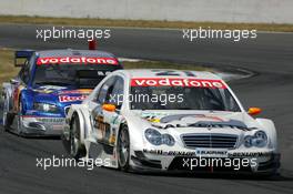 26.06.2005 Oschersleben, Germany,  Jamie Green (GBR), Salzgitter AMG-Mercedes, AMG-Mercedes C-Klasse, leads Mattias Ekström (SWE), Audi Sport Team Abt Sportsline, Audi A4 DTM - DTM 2005 at Motopark Oschersleben (Deutsche Tourenwagen Masters)