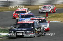 26.06.2005 Oschersleben, Germany,  Tom Kristensen (DNK), Audi Sport Team Abt, Audi A4 DTM, leads Frank Stippler (GER), Audi Sport Team Joest, Audi A4 DTM, Marcel Fässler (SUI), Opel Performance Center, Opel Vectra GTS V8, Heinz-Harald Frentzen (GER), Opel Performance Center, Opel Vectra GTS V8, Bruno Spengler (CDN), Junge Gebrauchte von Mercedes, AMG-Mercedes C-Klasse and Bernd Schneider (GER), Vodafone AMG-Mercedes, AMG-Mercedes C-Klasse - DTM 2005 at Motopark Oschersleben (Deutsche Tourenwagen Masters)