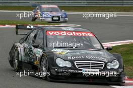 15.05.2005 Francorchamps, Belgium,  Mika Häkkinen (FIN), Sport Edition AMG-Mercedes, AMG-Mercedes C-Klasse, leading the race in front of Mattias Ekström (SWE), Audi Sport Team Abt Sportsline, Audi A4 DTM - DTM 2005 at Spa Francorchamps, Belgium (Deutsche Tourenwagen Masters)