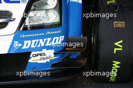 26.08.2005 Zandvoort, The Netherlands,  Text on the car congratulating Manuel Reuter (GER), Opel Performance Center, with his 200th DTM race - DTM 2005 at Circuit Park Zandvoort (Deutsche Tourenwagen Masters)