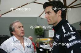 04.03.2005 Melbourne, Australia, Jackie Stewart with Mark Webber, AUS, BMW WilliamsF1 Team- Friday, March, Formula 1 World Championship, Rd 1, Australian Grand Prix