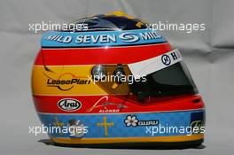 03.03.2005 Melbourne, Australia, Fernando Alonso, ESP, Renault F1 Team, Helmet - Thursday, March, Formula 1 World Championship, Rd 1, Australian Grand Prix