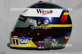 03.03.2005 Melbourne, Australia, Juan-Pablo Montoya, COL, West McLaren Mercedes, helmet - Thursday, March, Formula 1 World Championship, Rd 1, Australian Grand Prix