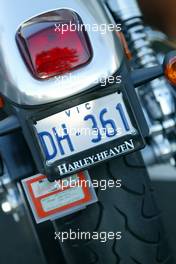 03.03.2005 Melbourne, Australia, Vodafone Event (Beach Volleyball) at the St. Kilda Beach - Michael Schumacher, GER, Ferrari on a Harley Davidson V-Rod - Thursday, March, Formula 1 World Championship, Rd 1, Australian Grand Prix