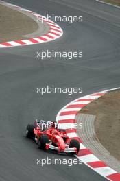 28.01.2005 Barcelona, Spain, First Roll Out of the Ferrari with the new aerodynamic wings / F2004M pre version - Michael Schumacher, GER, Ferrari - Friday, January, Formula 1 Testing, Circuit de Catalunya (ESP)