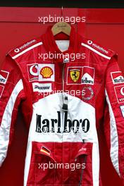 23.09.2005 Sao Paulo, Brazil,  The overalls of Michael Schumacher, GER, Ferrari - September, Formula 1 World Championship, Rd 17, Brazilian Grand Prix, Friday