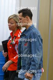 24.09.2005 Sao Paulo, Brazil,  Sabine Kehm, Michael Schumacher's personal press officer with Michael Schumacher, GER, Ferrari - September, Formula 1 World Championship, Rd 17, Brazilian Grand Prix, Saturday