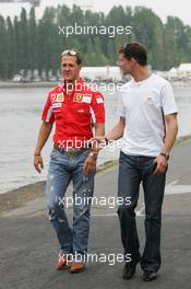 10.06.2005 Montreal, Canada,  Michael Schumacher, GER, Ferrari and David Coulthard, GBR, Red Bull Racing - June, Formula 1 World Championship, Rd 8, Canadian Grand Prix, Montreal, CDN