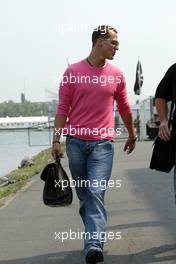 09.06.2005 Montreal, Canada,  Michael Schumacher, GER, Ferrari arrives at the track - June, Formula 1 World Championship, Rd 8, Canadian Grand Prix, Montreal, CDN