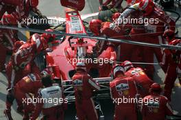 16.10.2005 Shanghai, China,  Rubens Barrichello, BRA, Scuderia Ferrari Marlboro, F2005, Action, Track pit stop - October, Formula 1 World Championship, Rd 19, Chinese Grand Prix, Sunday Race