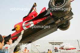 16.10.2005 Shanghai, China,  Michael Schumacher's Ferrari after he crashed in the Chinese GP - October, Formula 1 World Championship, Rd 19, Chinese Grand Prix, Sunday Race