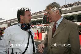 16.10.2005 Shanghai, China,  Christian Horner, GBR, Red Bull Racing team Principal with Max Mosley, GBR, FIA President - October, Formula 1 World Championship, Rd 19, Chinese Grand Prix, Sunday Pre-Race Grid