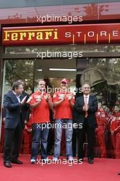 13.10.2005 Shanghai, China,  Jean Todt, FRA, Ferrari, Teamchief, General Manager, GES with Rubens Barrichello, BRA, Ferrari and Michael Schumacher, GER, Ferrari open a Ferarri shop in Shanghai - October, Formula 1 World Championship, Rd 19, Chinese Grand Prix, Friday