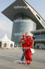 13.10.2005 Shanghai, China,  Michael Schumacher, GER, Ferrari arrives at the track - October, Formula 1 World Championship, Rd 19, Chinese Grand Prix, Thursday