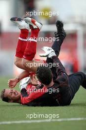 05.05.2005 Barcelona, Spain, Football at Campo de Deportes Municipal de Montmelo - with Michael Schumacher, GER, Ferrari - May, Formula 1 World Championship, Rd 5, Spanish Grand Prix, ESP