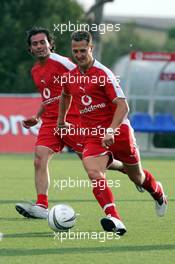 05.05.2005 Barcelona, Spain, Football at Campo de Deportes Municipal de Montmelo - with Michael Schumacher, GER, Ferrari - May, Formula 1 World Championship, Rd 5, Spanish Grand Prix, ESP