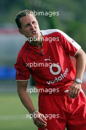 05.05.2005 Barcelona, Spain, Football at Campo de Deportes Municipal de Montmelo - with Michael Schumacher, GER, Ferrari - May, Formula 1 World Championship, Rd 5, Spanish Grand Prix, ESP