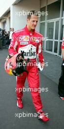 28.05.2005 Nuerburg, Germany,  Michael Schumacher, GER, Ferrari after the Qualifying - May, Formula 1 World Championship, Rd 7, European Grand Prix, Nürburgring, GER