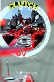 28.05.2005 Nuerburg, Germany,  the LOLIPOP of Michael Schumacher, GER, Ferrari - having a mirror on the back side - May, Formula 1 World Championship, Rd 7, European Grand Prix, Nürburgring, GER, Practice