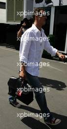 26.05.2005 Nuerburg, Germany,  Michael Schumacher, GER, Ferrari arrives at the track at 2.25pm - May, Formula 1 World Championship, Rd 7, European Grand Prix, Nürburgring, GER