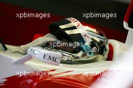 01.07.2005 Magny-Cours, France,  Jarno Trulli (ITA), Panasonic Toyota Racing, in the pitbox - July, Formula 1 World Championship, Rd 10, French Grand Prix, Magny Cours, France, Practice