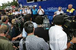 01.07.2005 Magny-Cours, France,  An unannounced press conference in front of the Michelin motorhome by the team bosses using Michelin tyres - July, Formula 1 World Championship, Rd 10, French Grand Prix, Magny Cours, France