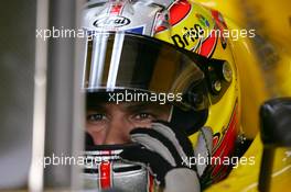 01.07.2005 Magny-Cours, France,  Tiago Monteiro (POR), Jordan Toyota, in the pitbox - July, Formula 1 World Championship, Rd 10, French Grand Prix, Magny Cours, France, Practice