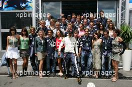 01.07.2005 Magny-Cours, France,  The Red Bull Salzburg football team visited the Red Bull Racing team, Vitantonio Liuzzi, ITA, Red Bull Racing  - July, Formula 1 World Championship, Rd 10, French Grand Prix, Magny Cours, France