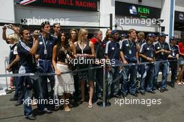 01.07.2005 Magny-Cours, France,   The Red Bull Salzburg football team visited the Red Bull Racing team - July, Formula 1 World Championship, Rd 10, French Grand Prix, Magny Cours, France