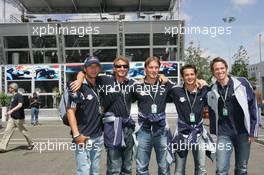 01.07.2005 Magny-Cours, France,  The Red Bull Salzburg football team visited the Red Bull Racing team - July, Formula 1 World Championship, Rd 10, French Grand Prix, Magny Cours, France