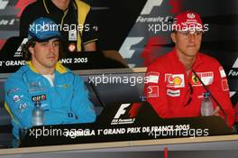 30.06.2005 Magny-Cours, France,  Fernando Alonso, ESP, Renault F1 Team and Michael Schumacher, GER, Ferrari - June, Formula 1 World Championship, Rd 10, French Grand Prix, Magny Cours, France, Press Conference