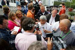 30.06.2005 Magny-Cours, France,  Pierre Dupasquier (FRA), Competition Director Michelin F1, talking with the press about the tyre problems in Indianapolis - June, Formula 1 World Championship, Rd 10, French Grand Prix, Magny Cours, France