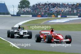 08.07.2005 Silverstone, England, Rubens Barrichello, BRA, Ferrari, Christijan Albers, NED - July, Formula 1 World Championship, Rd 11, British Grand Prix, Silverstone, England, Practice