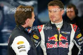08.07.2005 Silverstone, England, David Coulthard (GBR), Red Bull Racing, Portrait, talking with Christian Horner (GBR), Team Principal Red Bull Racing - July, Formula 1 World Championship, Rd 11, British Grand Prix, Silverstone, England, Practice