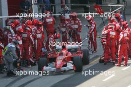 10.07.2005 Silverstone, England, PIT STOP of Michael Schumacher, GER, Ferrari - July, Formula 1 World Championship, Rd 11, British Grand Prix, Silverstone, England, Race