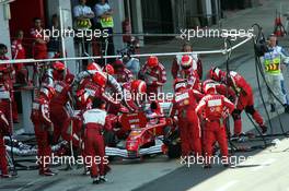 10.07.2005 Silverstone, England, PIT STOP of Rubens Barrichello, BRA, Ferrari - July, Formula 1 World Championship, Rd 11, British Grand Prix, Silverstone, England, Race