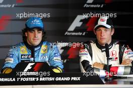 09.07.2005 Silverstone, England, Fernando Alonso, ESP, Renault F1 Team, Jenson Button, GBR, BAR Honda - July, Formula 1 World Championship, Rd 11, British Grand Prix, Silverstone, England, Press Conference