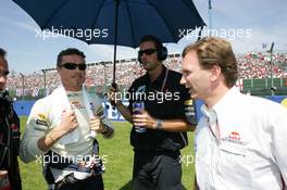 10.07.2005 Silverstone, England, David Coulthard, GBR, Red Bull Racing and Christian Horner, GBR, Red Bull Racing team Principal - July, Formula 1 World Championship, Rd 11, British Grand Prix, Silverstone, England