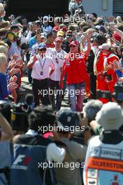 10.07.2005 Silverstone, England, Michael Schumacher, GER, Ferrari, Felipe Massa, BRA, Sauber Petronas - July, Formula 1 World Championship, Rd 11, British Grand Prix, Silverstone, England